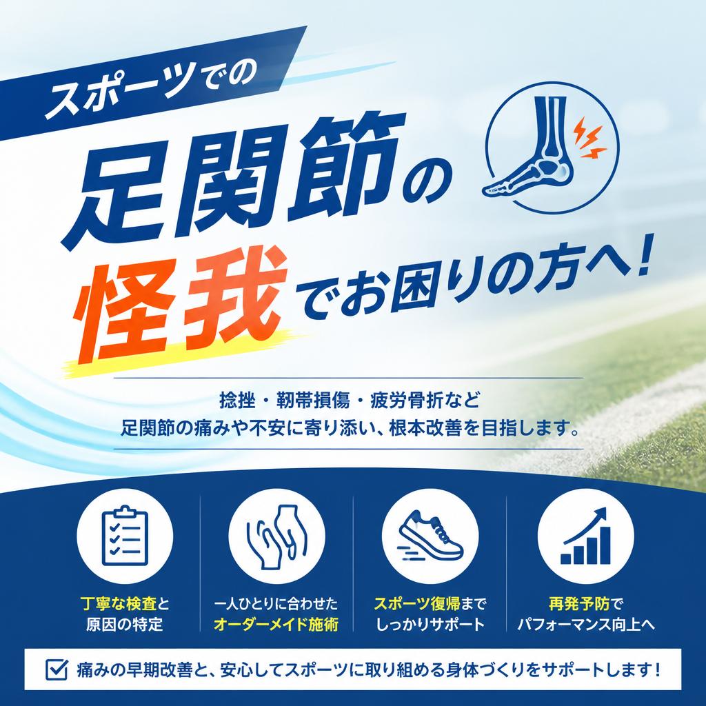 スポーツでの足関節の怪我でお困りの方へ！